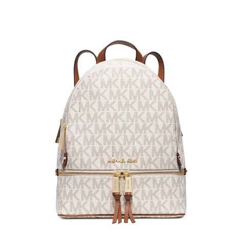 optic white michael kors rheas slim backpack|Michael Kors Rhea Medium Slim Optic White Backpack 30h6sezb2l.